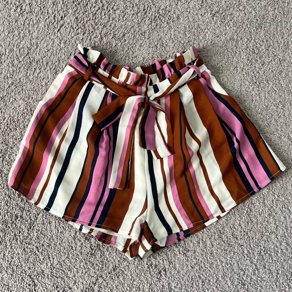 Magnolia South Striped Paper Bag Style Shorts